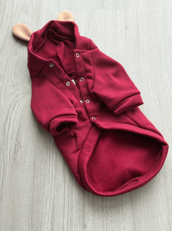 Camisola para cão com capuz – Modelo Coelhinho (Bordeaux)