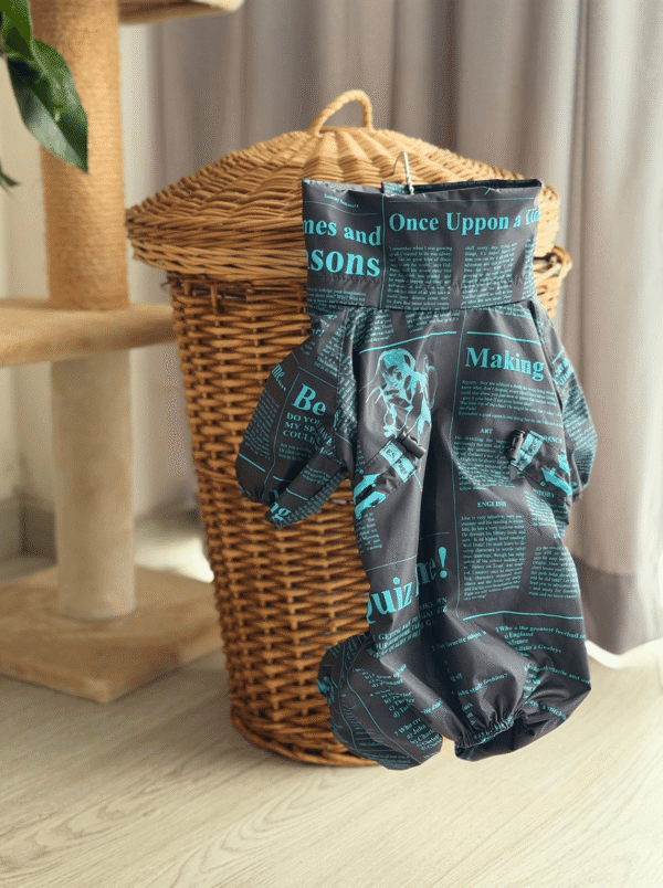 Fato impermeável para cão – Preto com estampado rosa