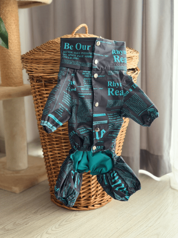 Fato impermeável para cão – Preto com estampado rosa